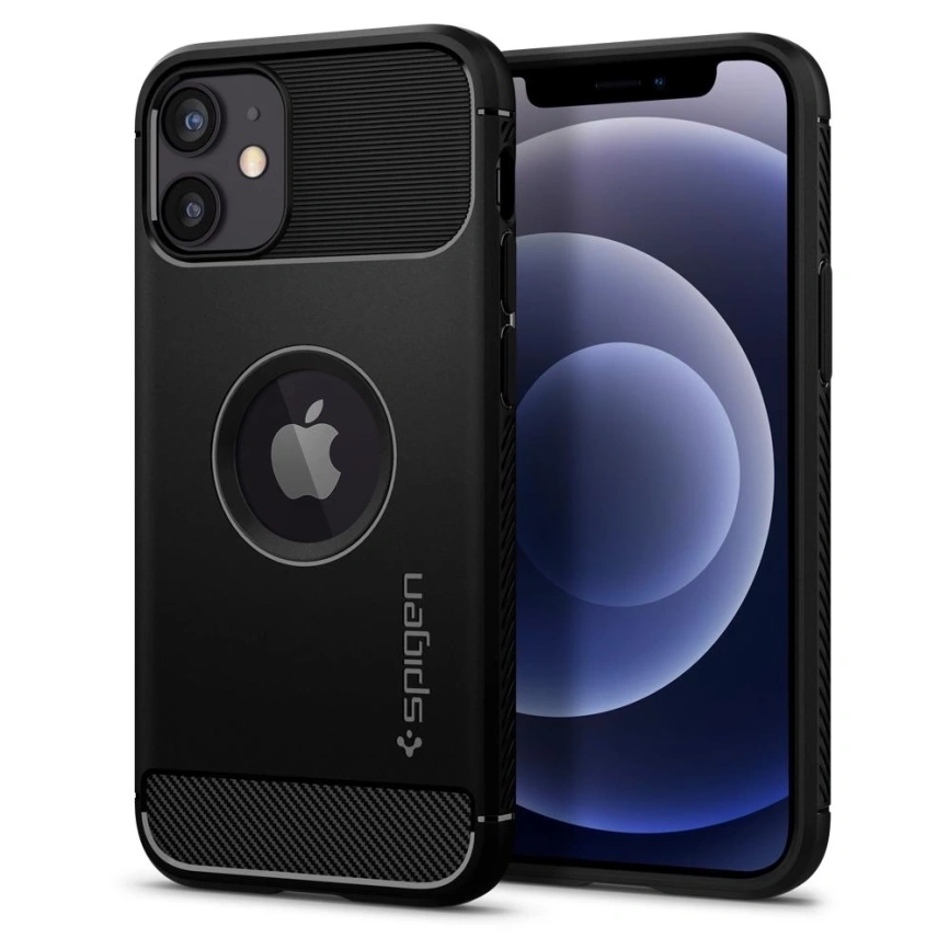 Чехол Spigen Rugged Armor для iPhone 12 Mini ( ACS01743) Black фото 1