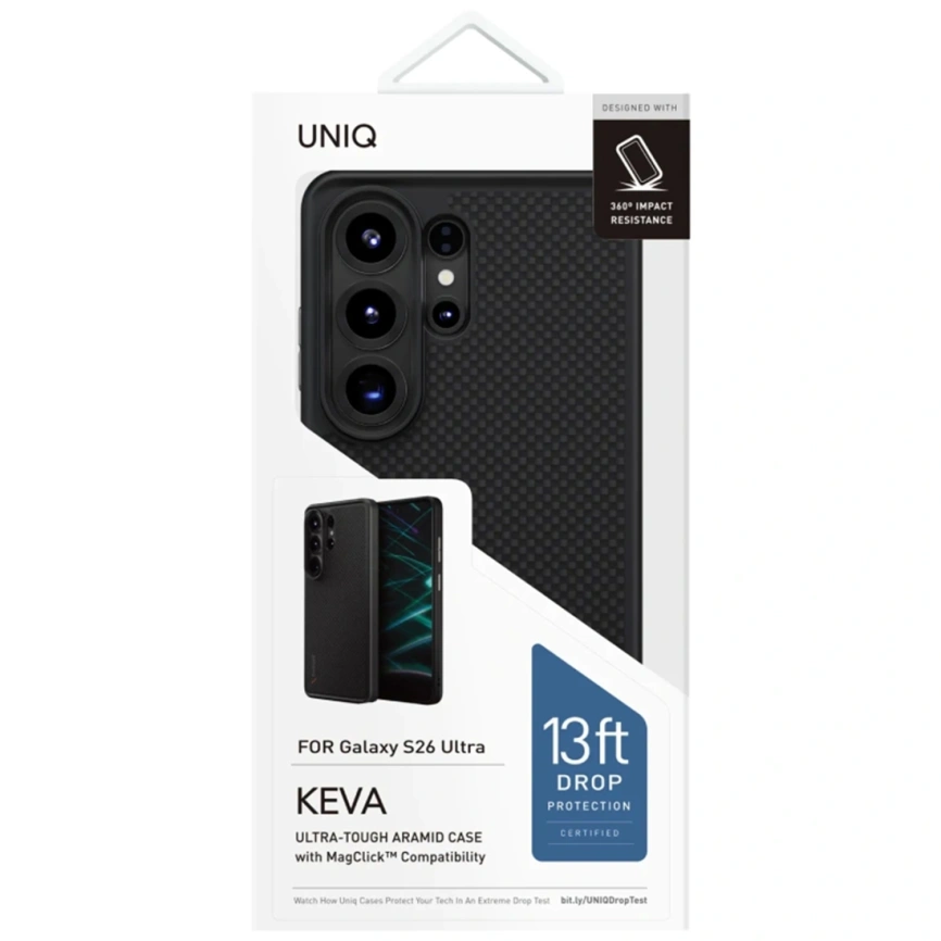 Чехол Uniq Keva Tough Aramid Protective Case для Samsung S26 Ultra Carbon Black (GS26UHYB-KEVAMCBLK) фото 3